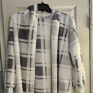 Cozy Plaid Fleece Cardigan